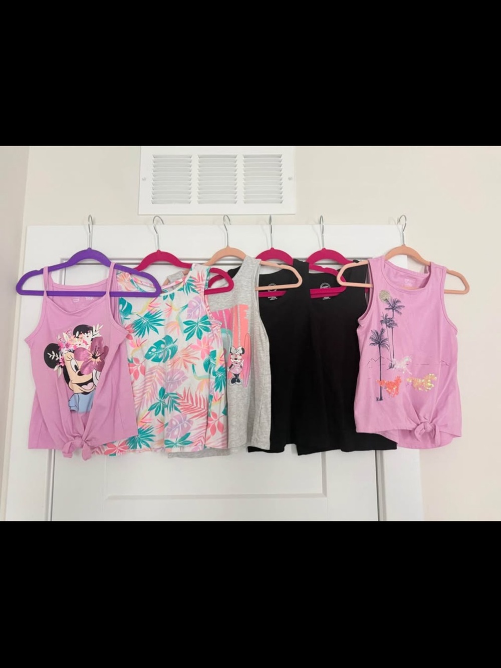 Disney Girls Tank Top Bundle - Pink, Black, Gray, Multi Tropical size 6